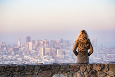 girl looking at the bay